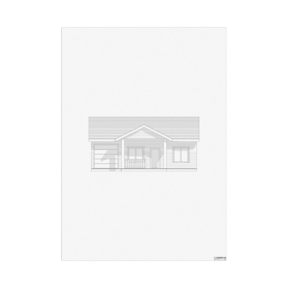 Masleff Front Porch Cottage with Garage Poster, Technical Illustration Style, image 1 of 1