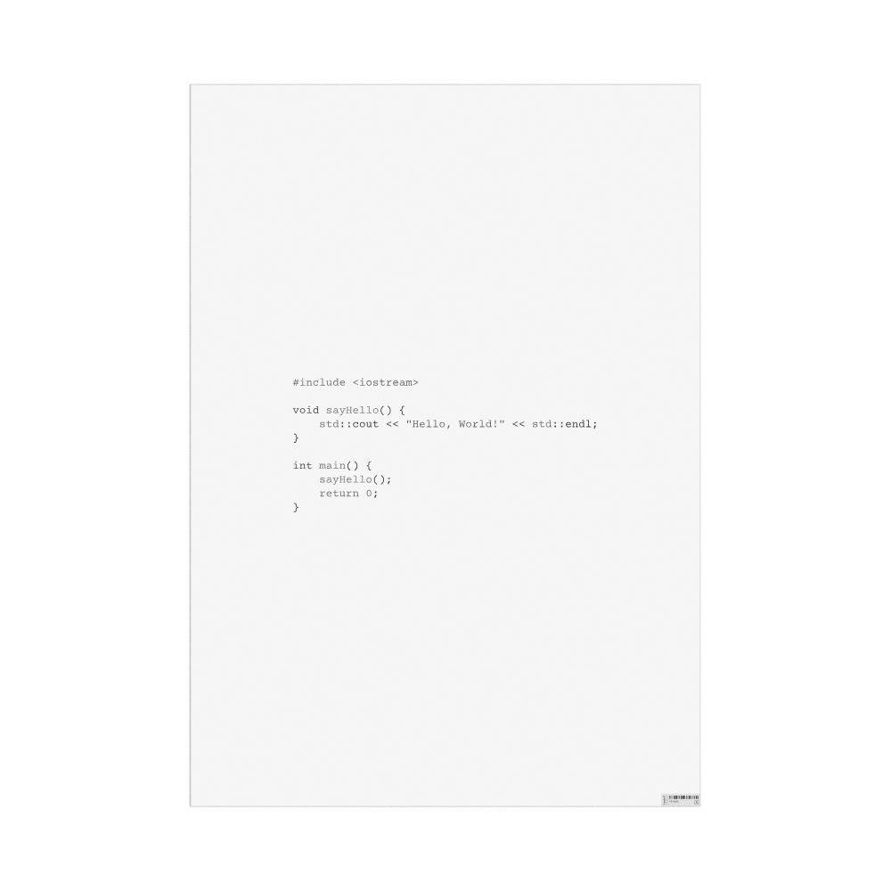 Masleff "Hello, World!" Code Snippet Poster, C++ Programming Language, image 1 of 1