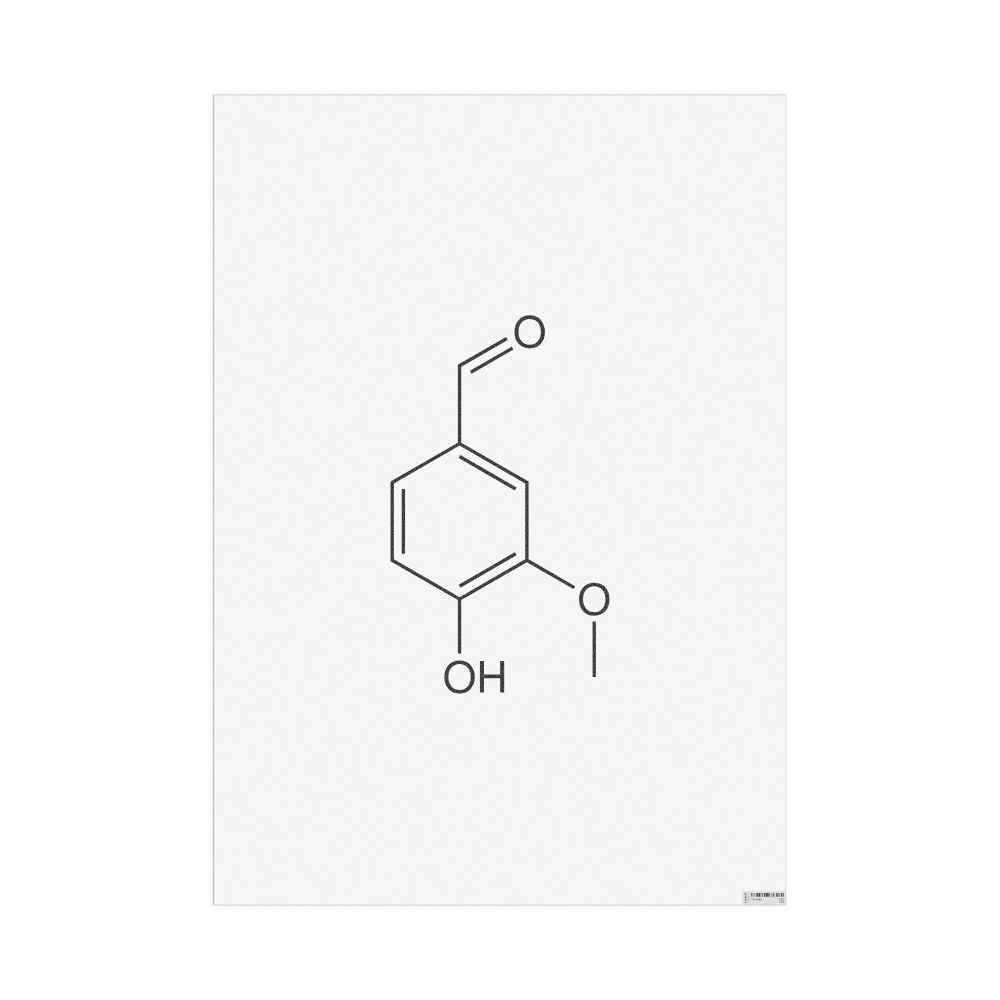 Masleff Vanillin Molecule Poster, 2D Structure, image 1 of 1