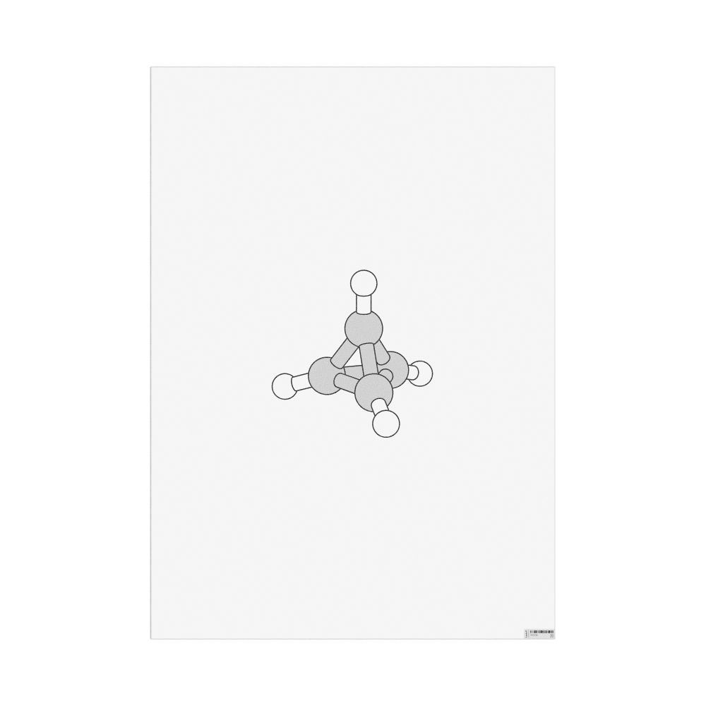 Masleff Tetrahedrane Molecule Poster, Ball-and-Stick Model, image 1 of 1