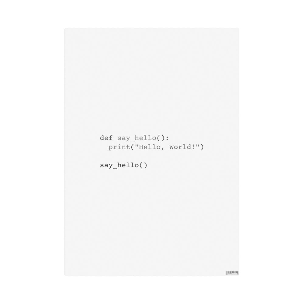 Masleff "Hello, World!" Code Snippet Poster, Python Programming Language, image 1 of 1