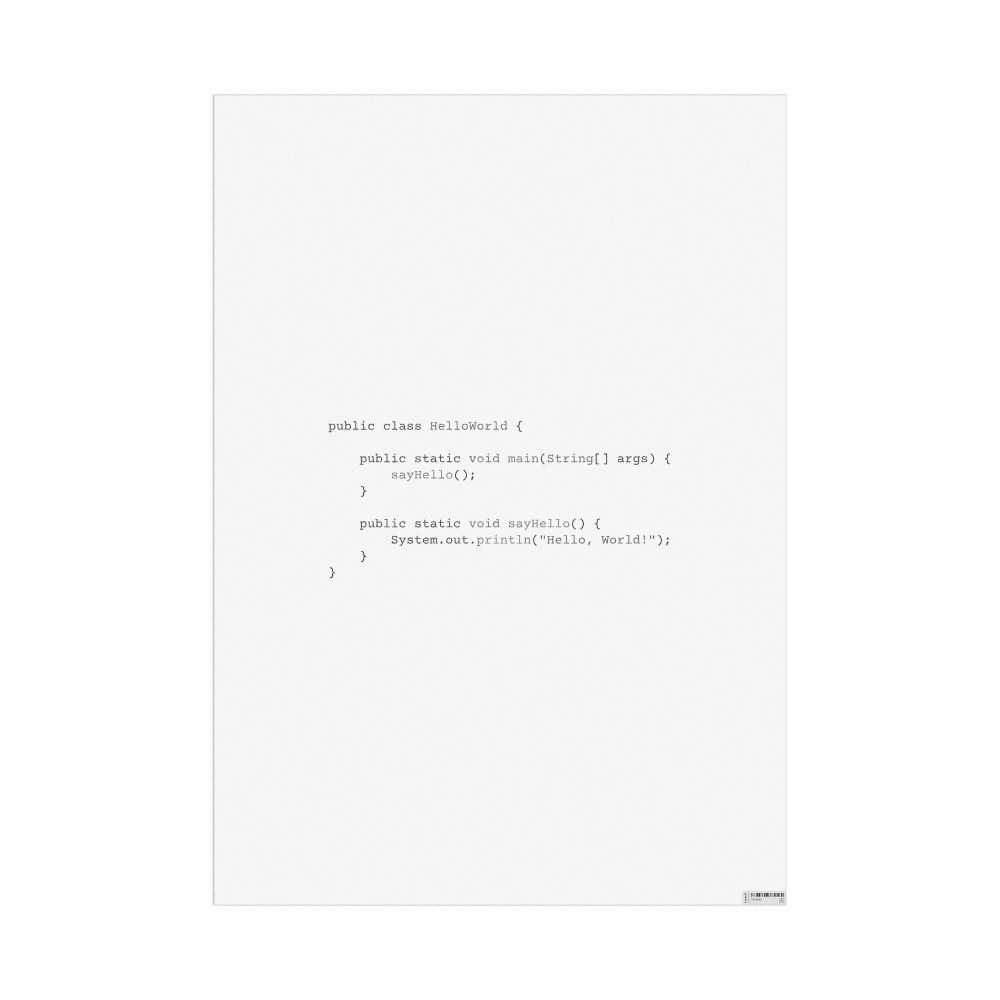 Masleff "Hello, World!" Code Snippet Poster, Java Programming Language, image 1 of 1