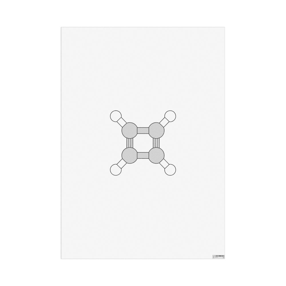 Masleff Cyclobutadiene Molecule Poster, Ball-and-Stick Model, image 1 of 1
