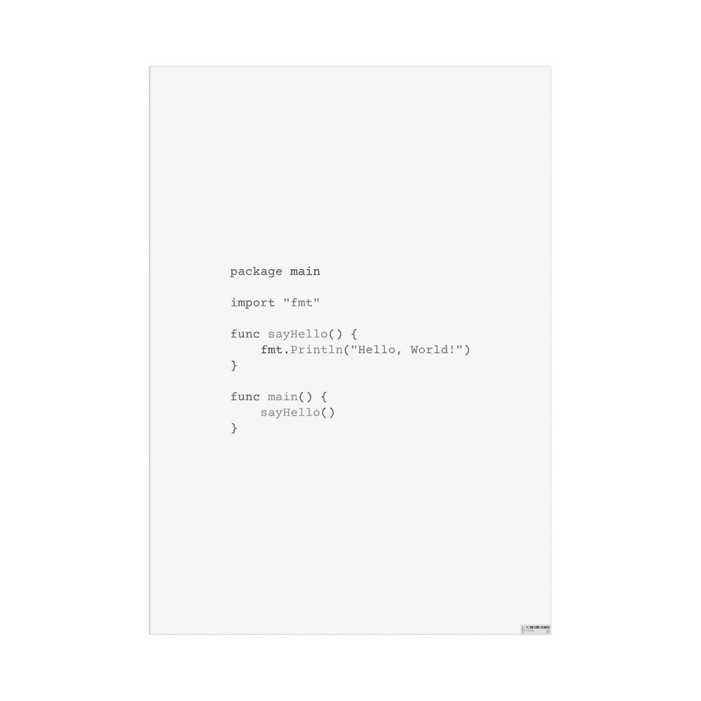 Masleff "Hello, World!" Code Snippet Poster, Go Programming Language, image 1 of 1