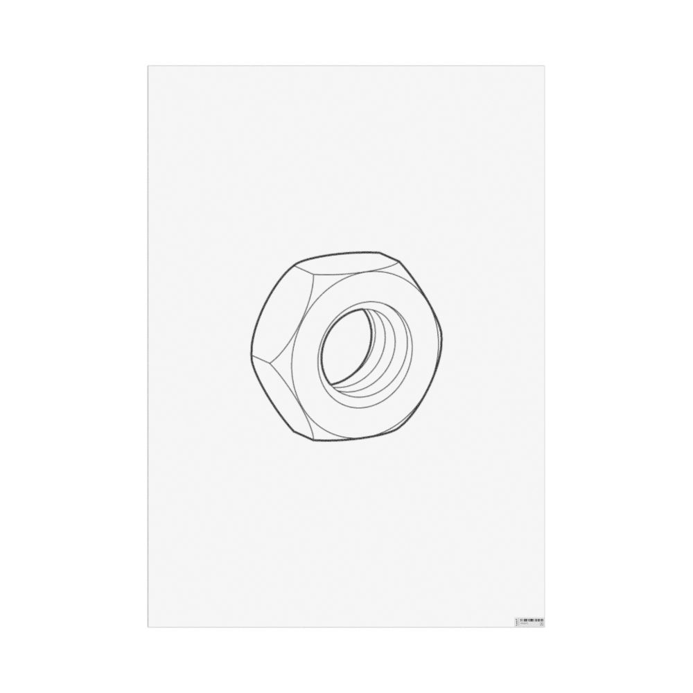Masleff Hex Nut Poster, Technical Illustration Style, image 1 of 1