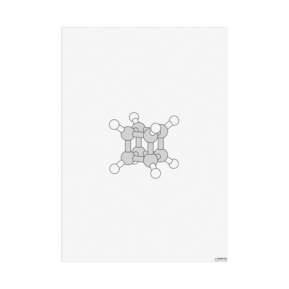 Masleff Cubane Molecule Poster, Ball-and-Stick Model, image 1 of 1