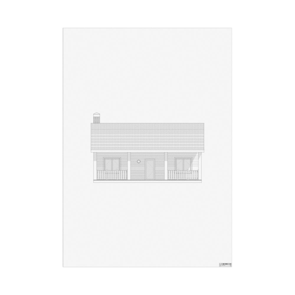 Masleff Front Porch Cottage with Chimney Poster, Technical Illustration Style, image 1 of 1